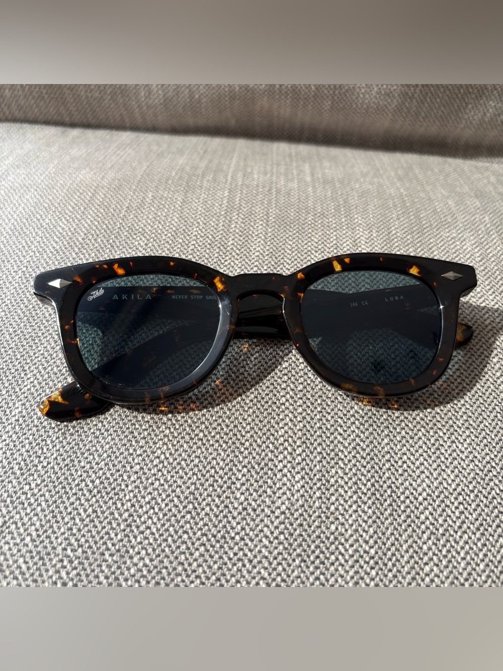 Akila Luna Sunglasses in Tokyo Tortoise / Turquoise blue lenses